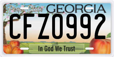 GA license plate CFZ0992