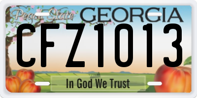 GA license plate CFZ1013