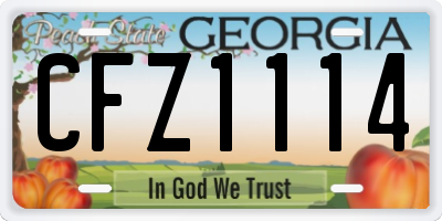 GA license plate CFZ1114