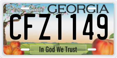 GA license plate CFZ1149