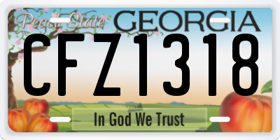 GA license plate CFZ1318