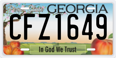 GA license plate CFZ1649