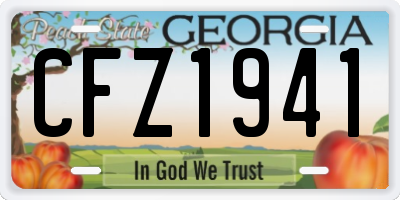 GA license plate CFZ1941