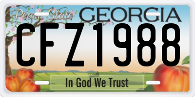 GA license plate CFZ1988