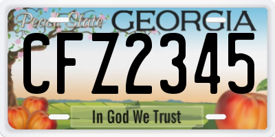 GA license plate CFZ2345
