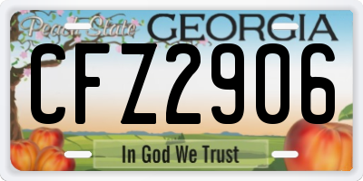 GA license plate CFZ2906