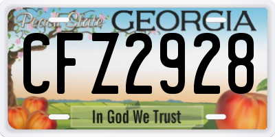 GA license plate CFZ2928