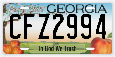 GA license plate CFZ2994