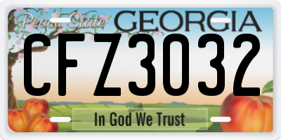 GA license plate CFZ3032