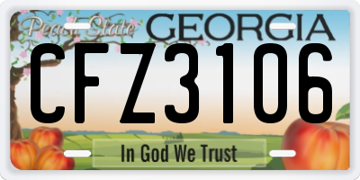 GA license plate CFZ3106