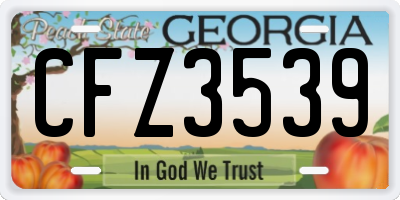GA license plate CFZ3539
