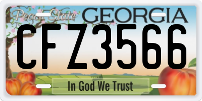 GA license plate CFZ3566