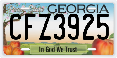 GA license plate CFZ3925