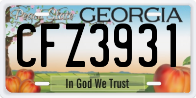 GA license plate CFZ3931