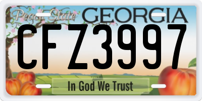 GA license plate CFZ3997