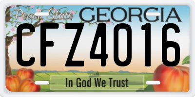 GA license plate CFZ4016