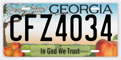 GA license plate CFZ4034