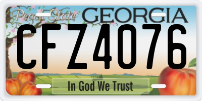 GA license plate CFZ4076