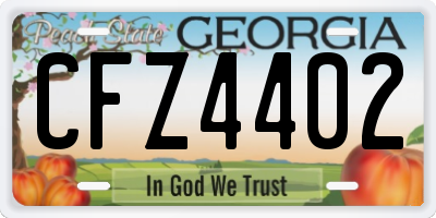 GA license plate CFZ4402