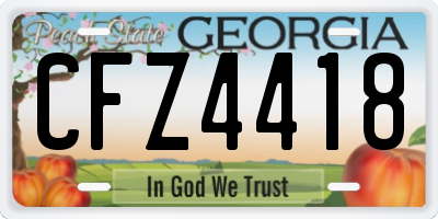 GA license plate CFZ4418