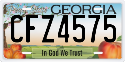 GA license plate CFZ4575