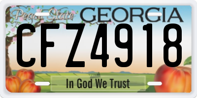 GA license plate CFZ4918