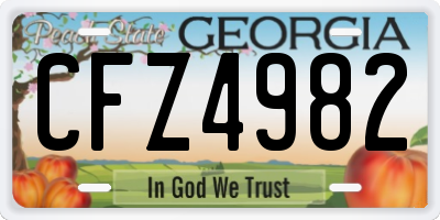 GA license plate CFZ4982