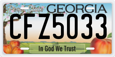 GA license plate CFZ5033