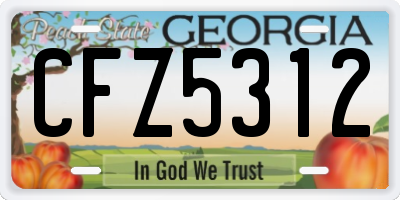 GA license plate CFZ5312