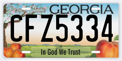GA license plate CFZ5334