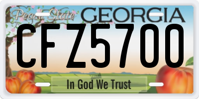 GA license plate CFZ5700