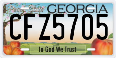 GA license plate CFZ5705