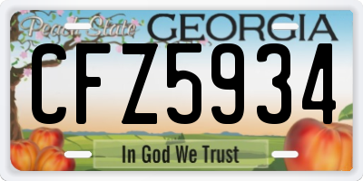 GA license plate CFZ5934