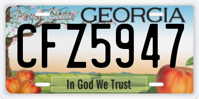 GA license plate CFZ5947