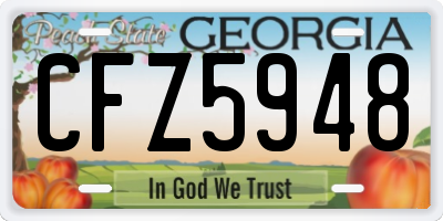 GA license plate CFZ5948