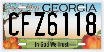 GA license plate CFZ6118