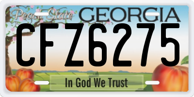 GA license plate CFZ6275
