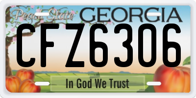 GA license plate CFZ6306