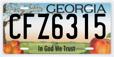 GA license plate CFZ6315