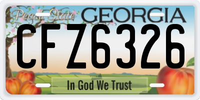 GA license plate CFZ6326
