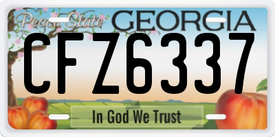 GA license plate CFZ6337