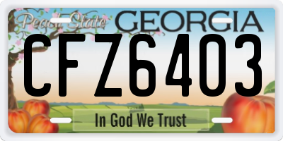 GA license plate CFZ6403