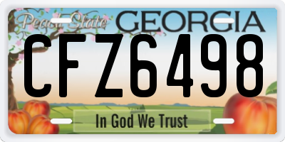 GA license plate CFZ6498