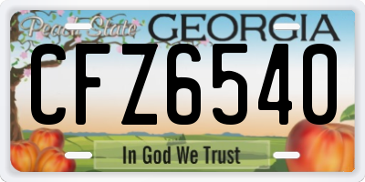 GA license plate CFZ6540