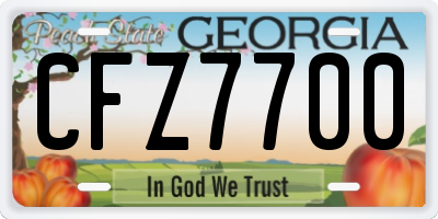 GA license plate CFZ7700