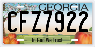 GA license plate CFZ7922