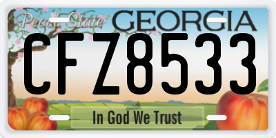 GA license plate CFZ8533