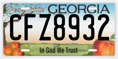 GA license plate CFZ8932