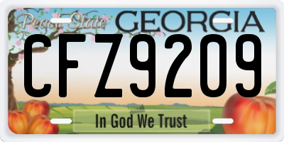 GA license plate CFZ9209