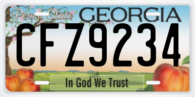 GA license plate CFZ9234
